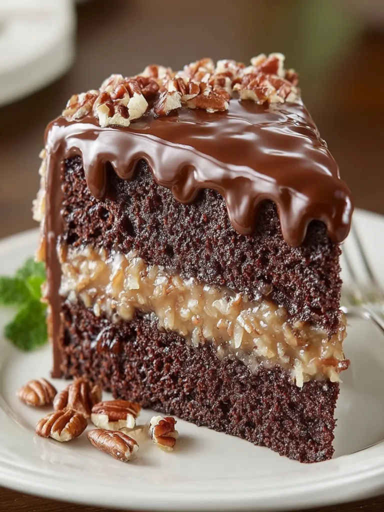 Rich German Chocolate Cake Slice First Image