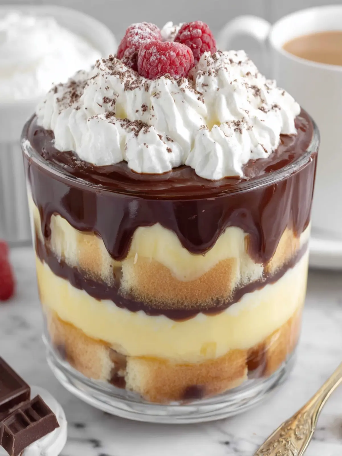 Layered Boston Cream Trifle Dessert First Image