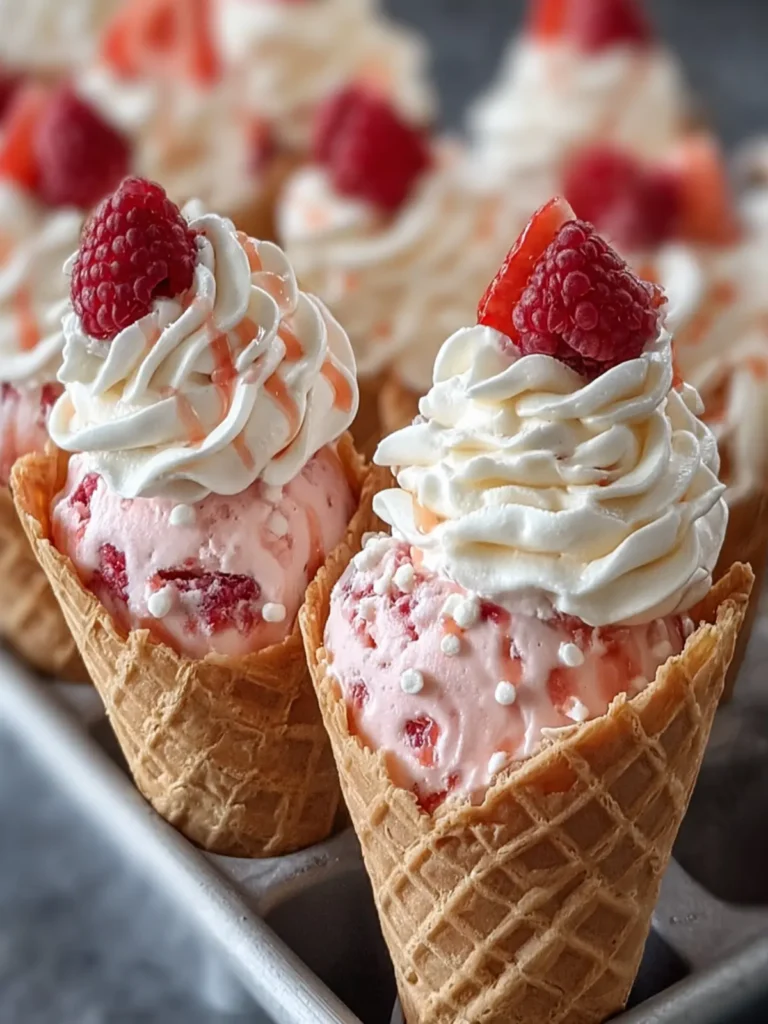 Gourmet Raspberry Ice Cream Cones First Image