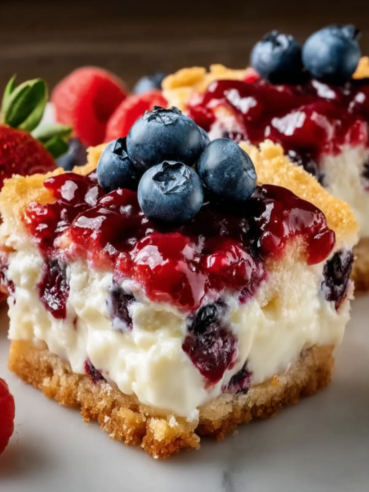 Mixed Berry Cheesecake Bars First Image