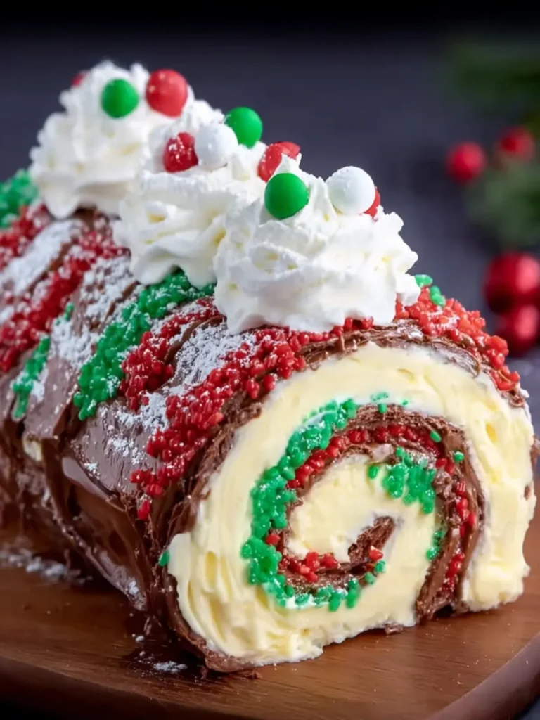 Festive Christmas Yule Log Cake First Image