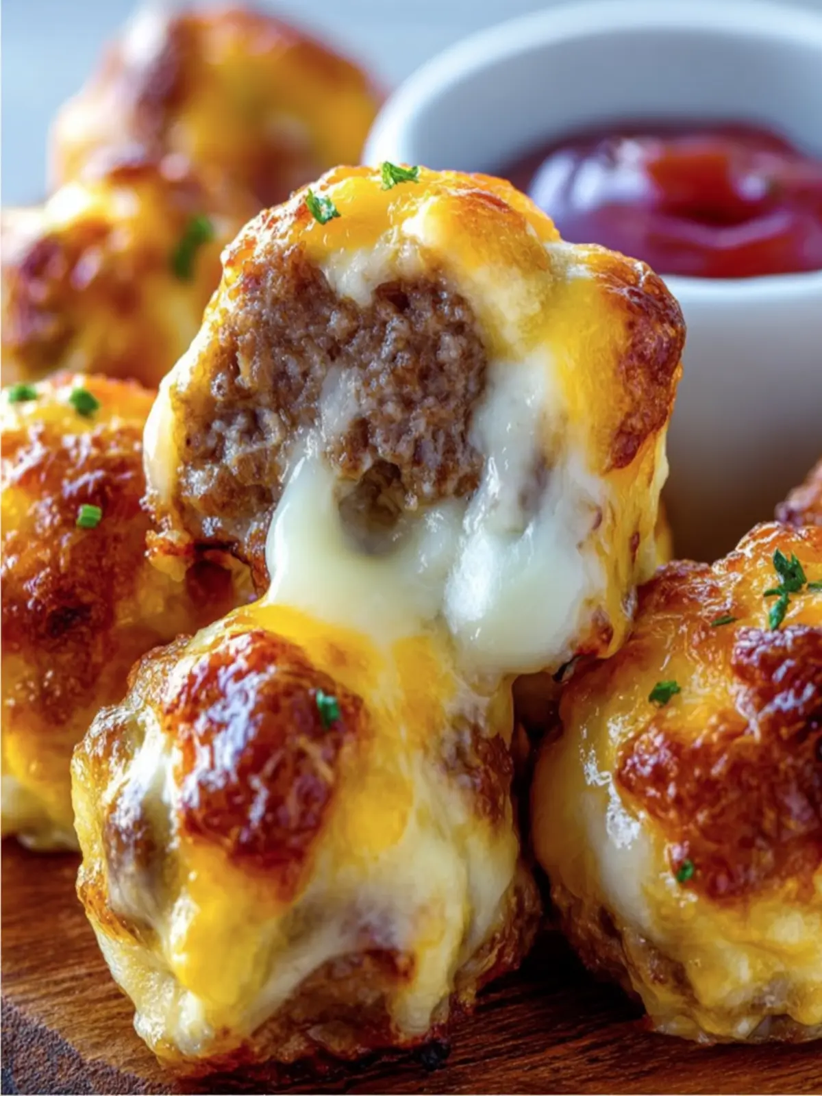 Cheesy Stuffed Meatball Appetizer First Image