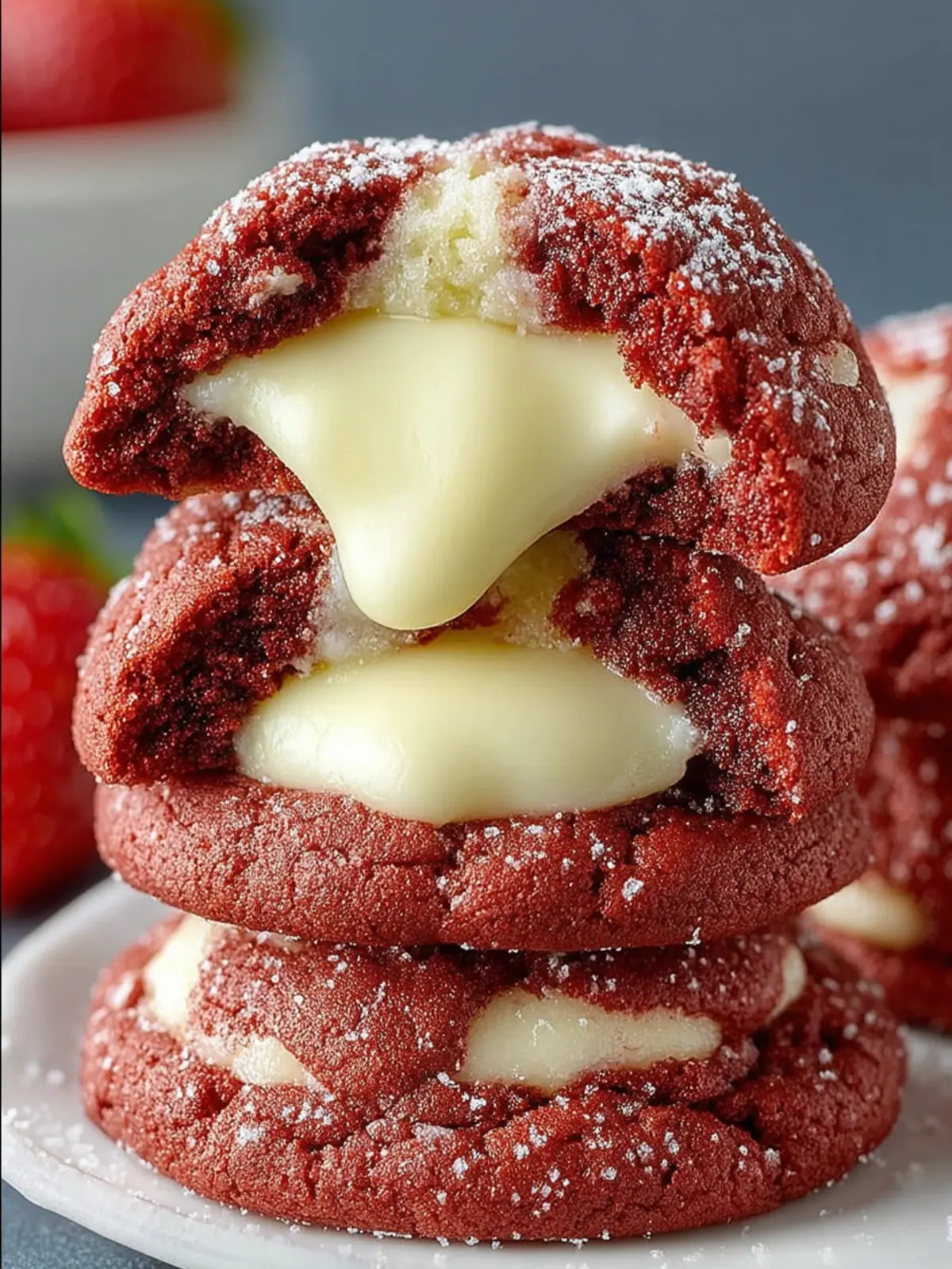Gooey Filled Red Velvet Cookies First Image