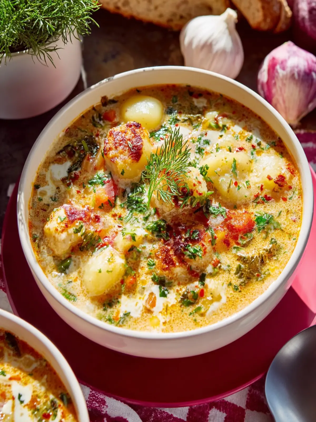 (High Protein) Creamy Chicken Gnocchi Soup First Image