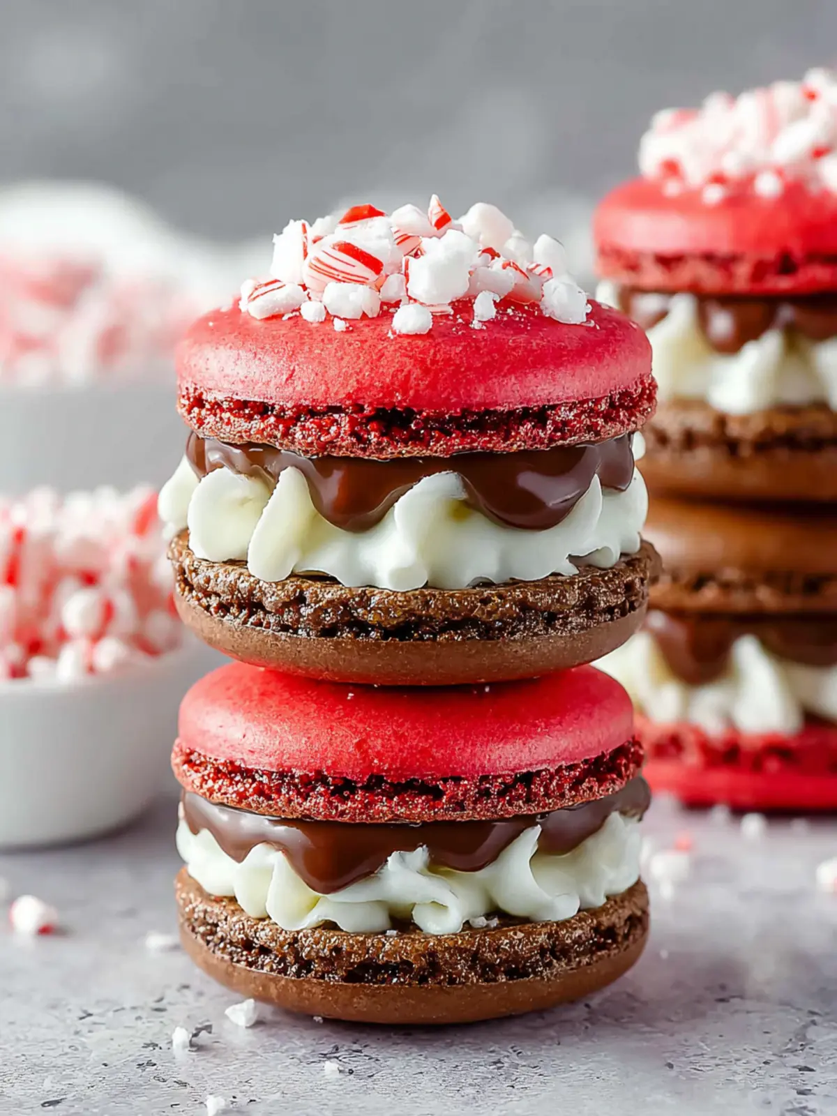 Peppermint Chocolate Macarons (Christmas Macarons) First Image