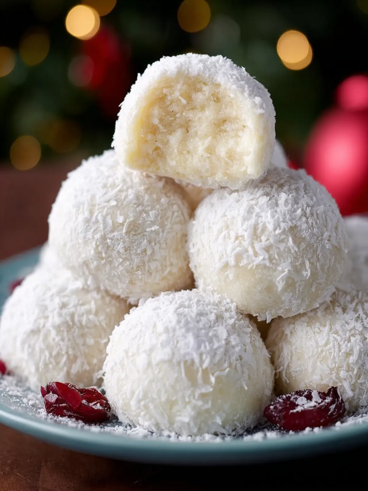 Christmas Coconut Snowball Cookies First Image