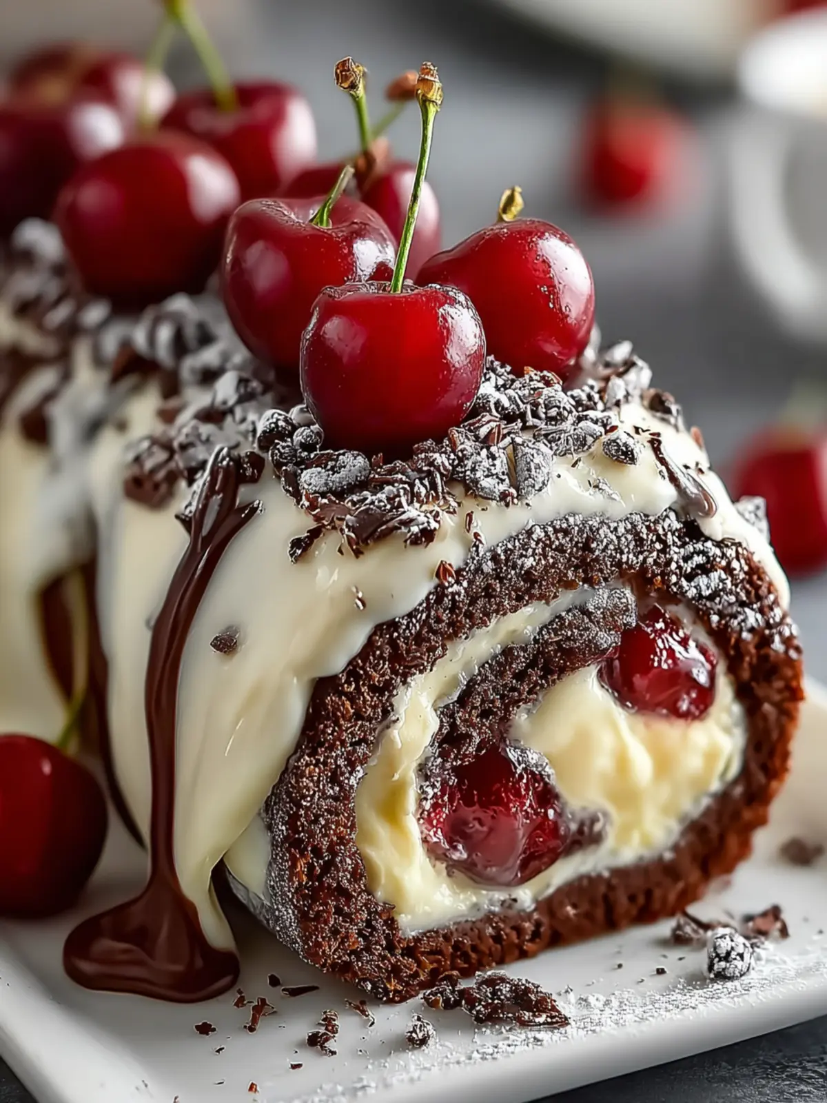 Cherry Chocolate Roll Cake – Decadent & Easy Dessert Recipe First Image