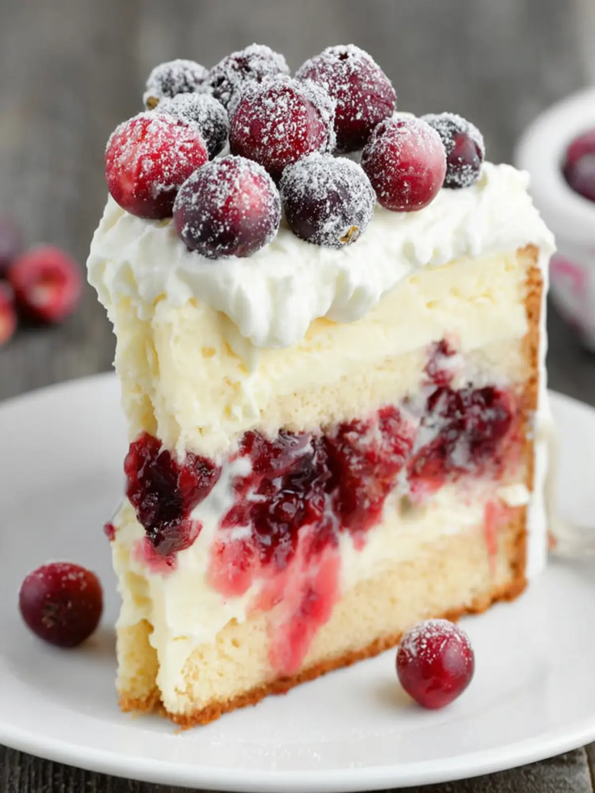 White Chocolate Cranberry Cheesecake Cake First Image