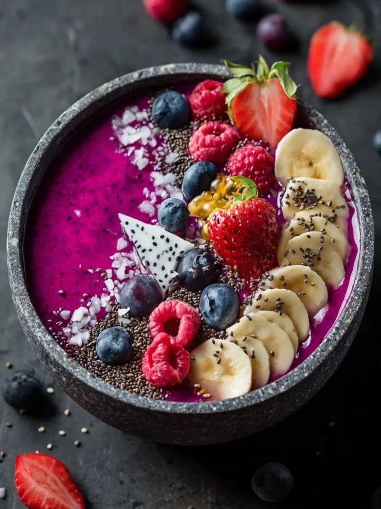 Delightful Mixed Berry Smoothie Bowl with Dragon Fruit First Image