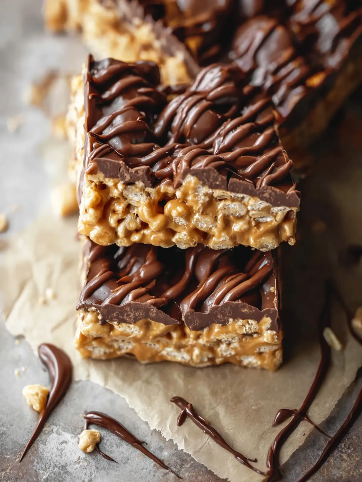 No Bake Chocolate Peanut Butter Chex Bars First Image