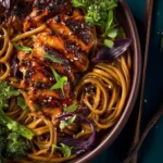 Honey Soy Chicken with Spicy Black Vinegar Noodles First Image