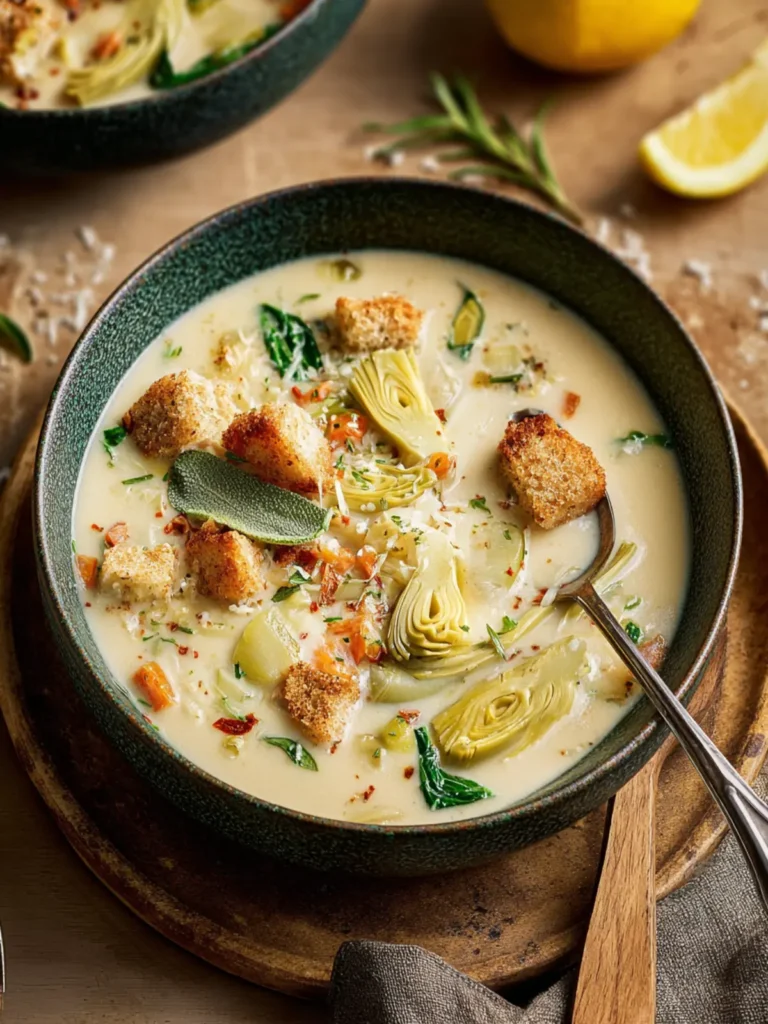 Creamy Tuscan Lemon Artichoke Soup First Image