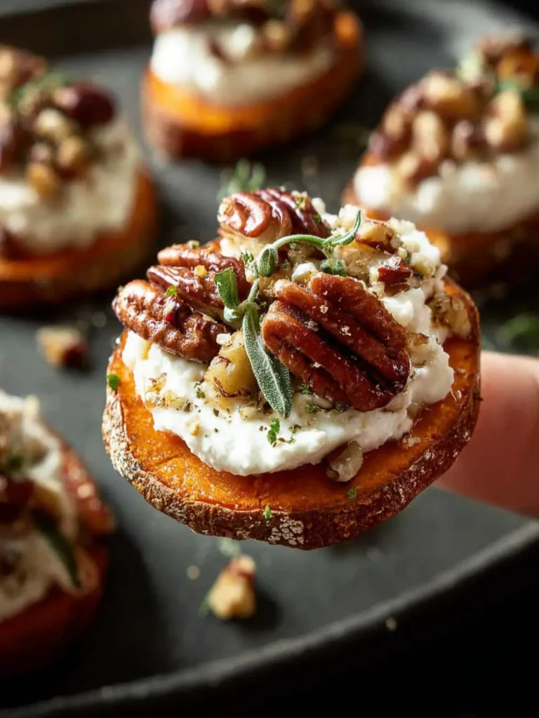 Sweet Potato Slices with Whipped Ricotta and Pecans First Image